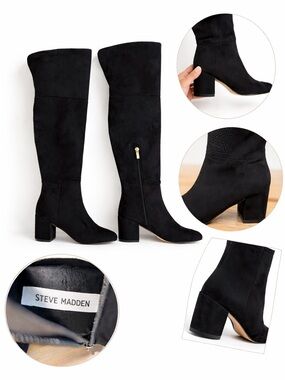 👢 Steve Madden Black Suede Over-the-Knee Boots